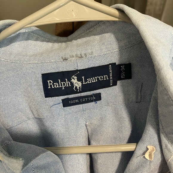 Men’s Ralph Lauren Polo Button Down Oxford Cloth Blue Shirt Fits Like a Large - Picture 2 of 2
